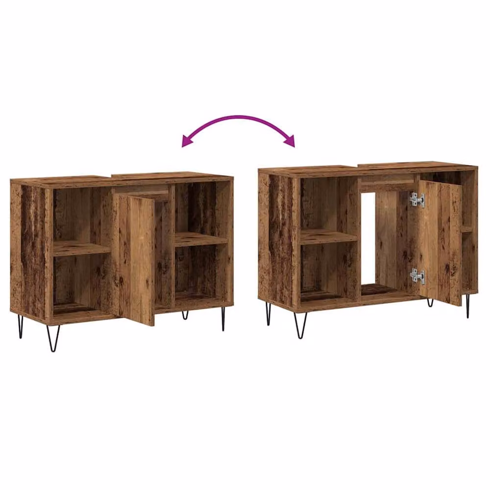 Berkfield Home Old Wood Rustic Brown Engineered Wood Cabinet with Hinged Doors and Internal Shelves – 5