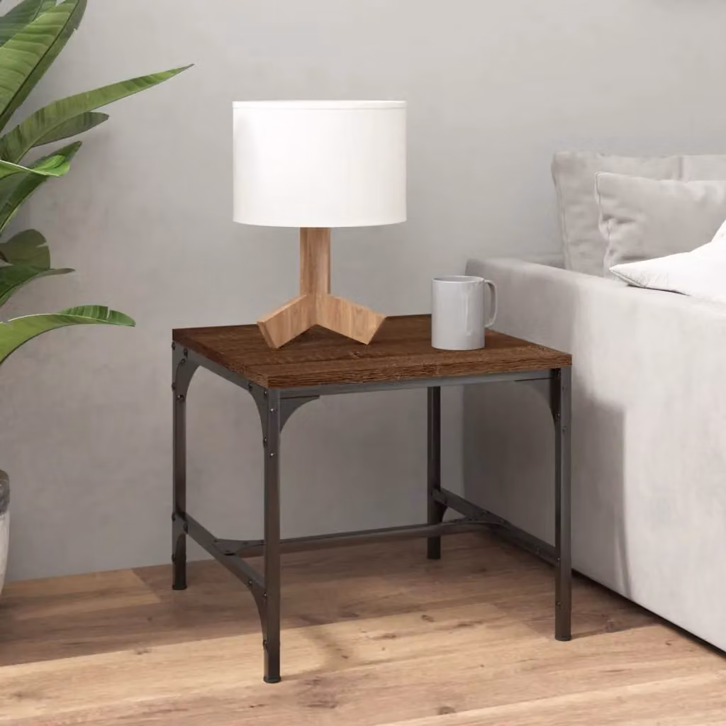 Berkfield Home Set of 2 Brown Oak Side Tables, W/D/H: 40 x 40 x 35 cm – 3