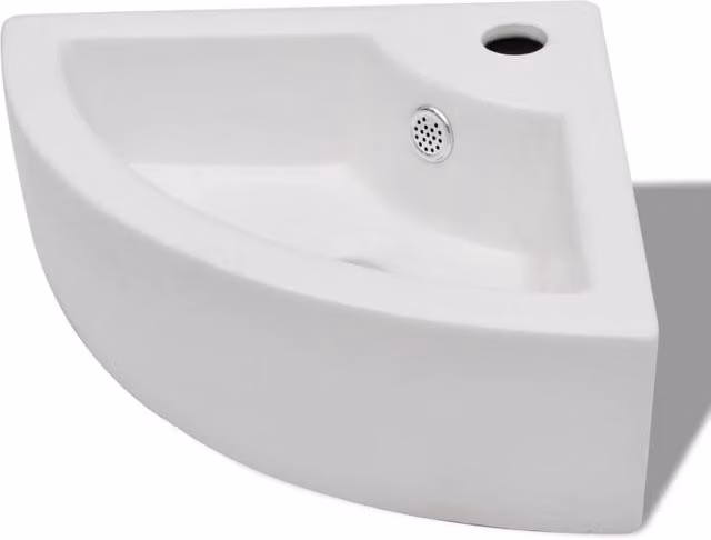Berkfield Home Wash Basin with Overflow, White, W: 45 cm, D: 32 cm, H: 12.5 cm