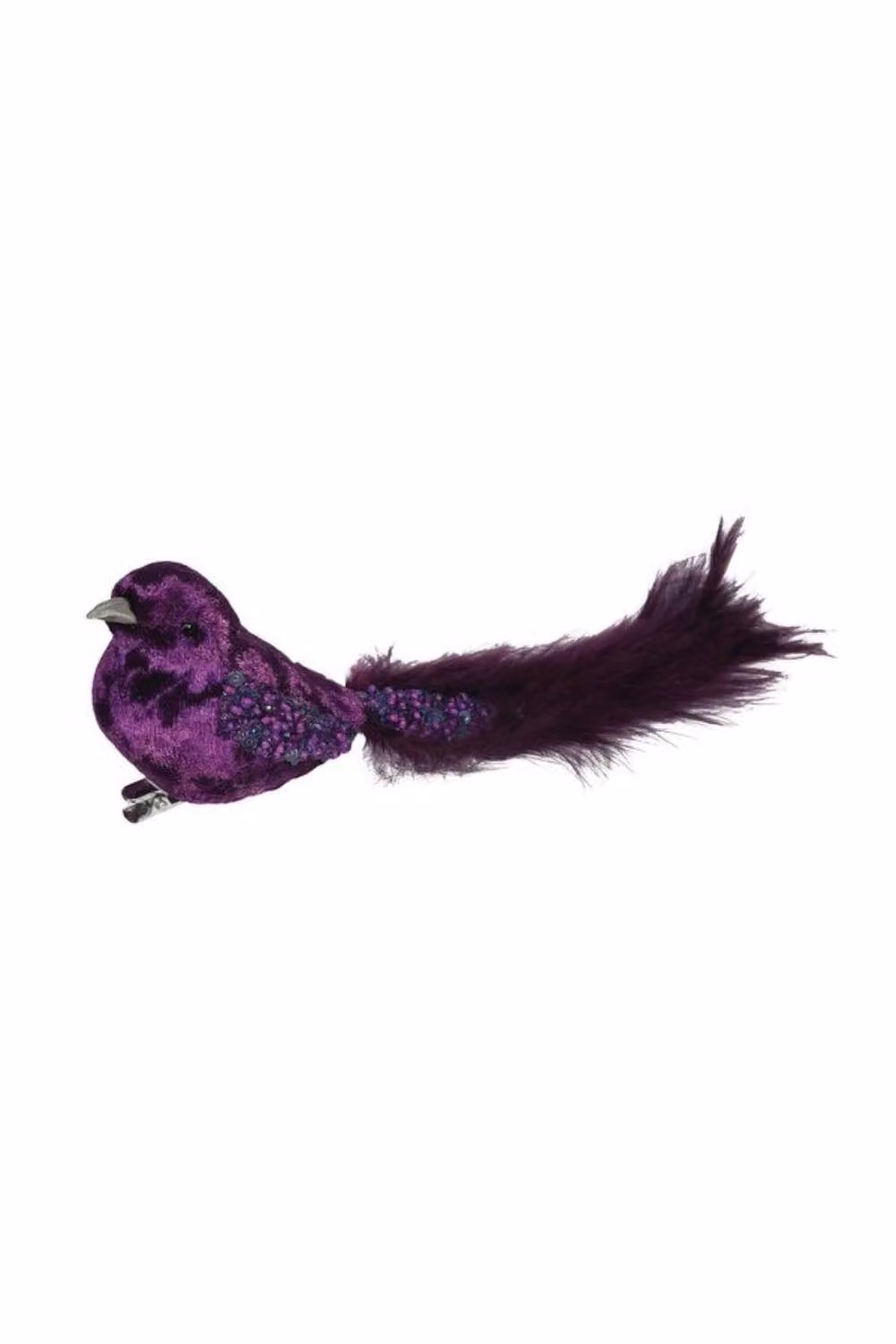 KDMD Purple Velvet Glitter Birds with Clip, 3 Pack, Height: 20 cm – 2