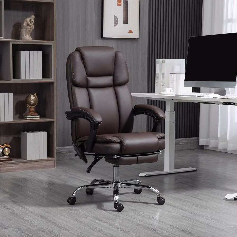 ERGOVEXA Six Point Vibrating Massage Executive Office Chair in Dark Brown Synthetic Leather – 3