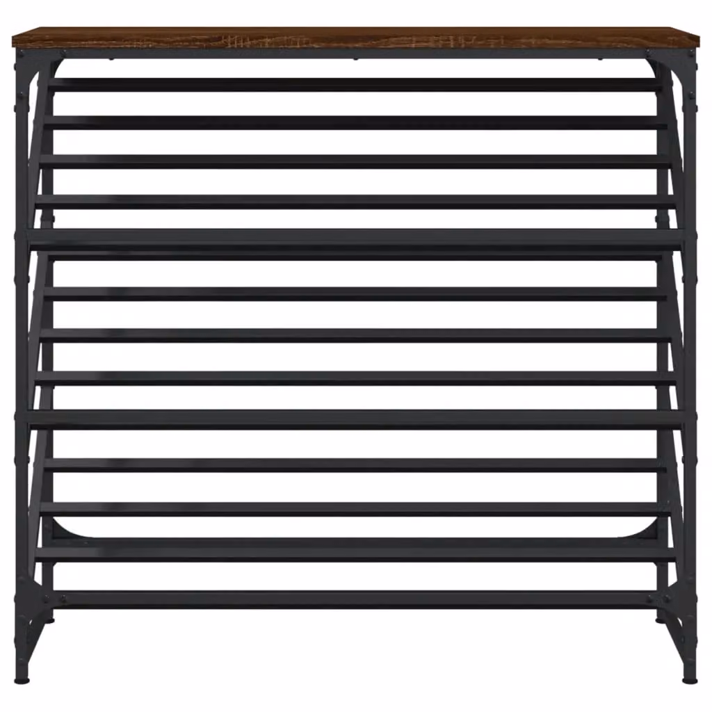 Berkfield Home Classic Shoe Rack in Brown Oak, W/D/H: 90 x 30 x 85 cm – 3