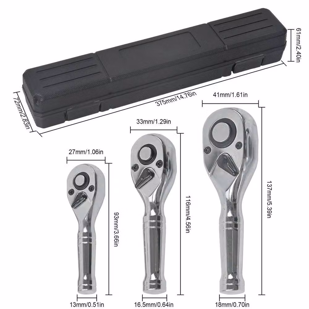 SPETLEK Stubby Ratchet Handle Set in Silver, Chrome Vanadium – 4