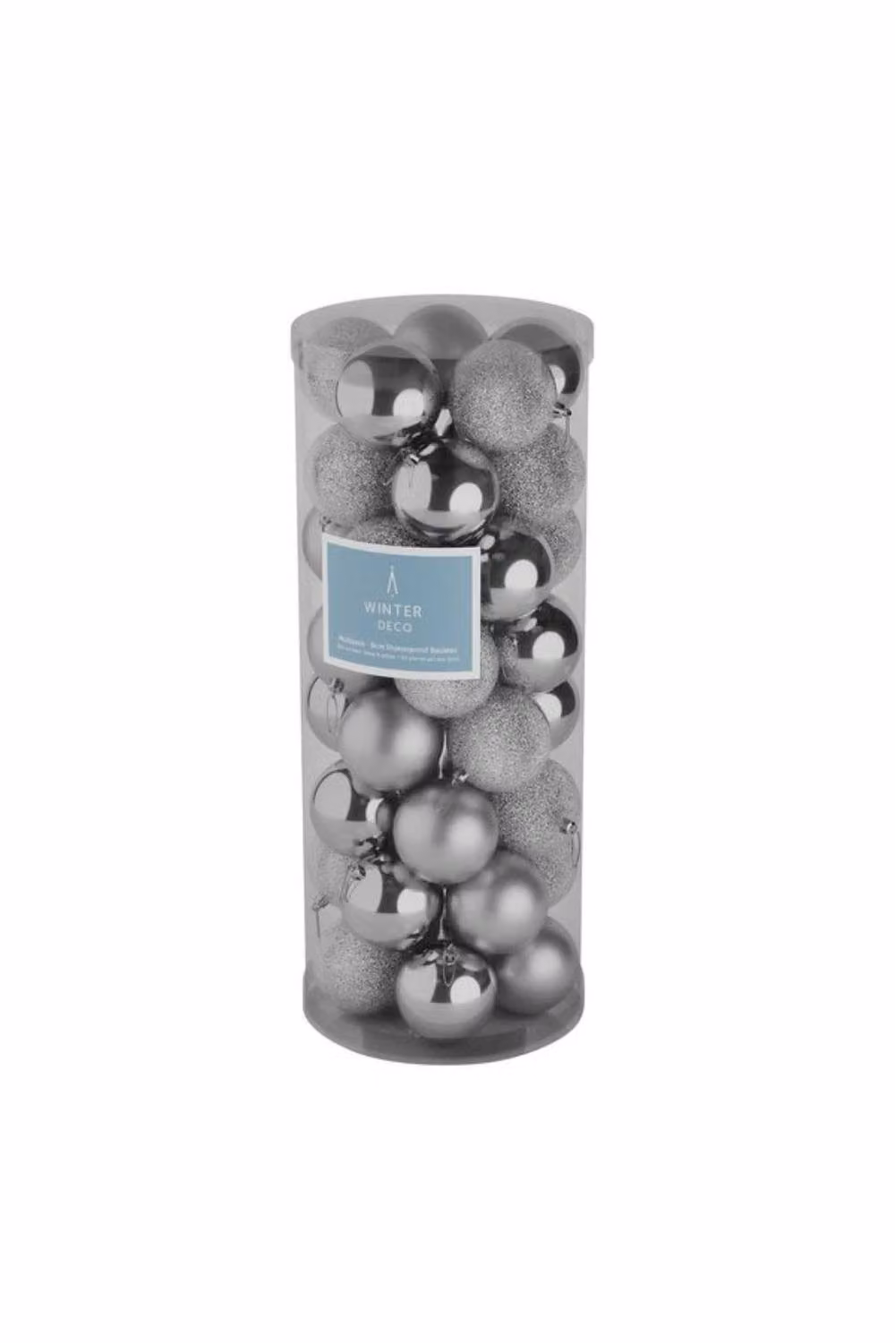 KDMD 48 Silver Round Plastic Christmas Bauble Ornaments, Diameter: 8 cm – 2