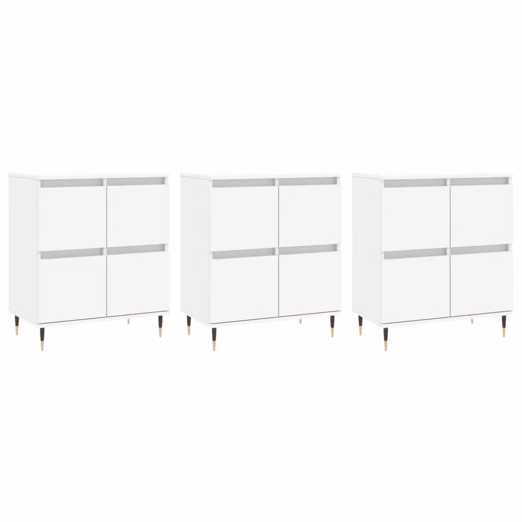 Berkfield Home Set of 3 Classic White Matt MDF Wall Mounted Sideboards