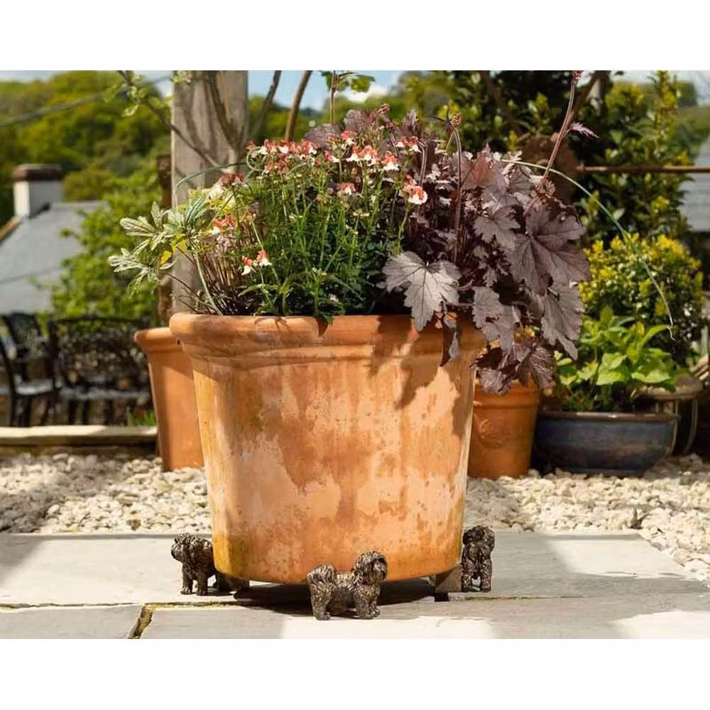 Jardinopia Shih Tzu Animal Themed Metal Plant Pot Feet in Bronze, Set of 3 – 6