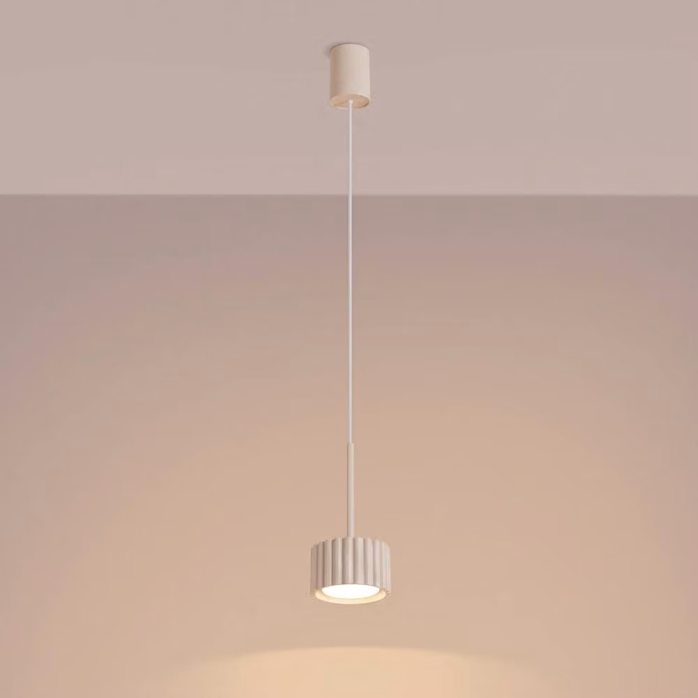 Sollux Lighting minimalist cylinder pendant lamp in beige, W/D/H: 125 x 10 x 10 cm – 2
