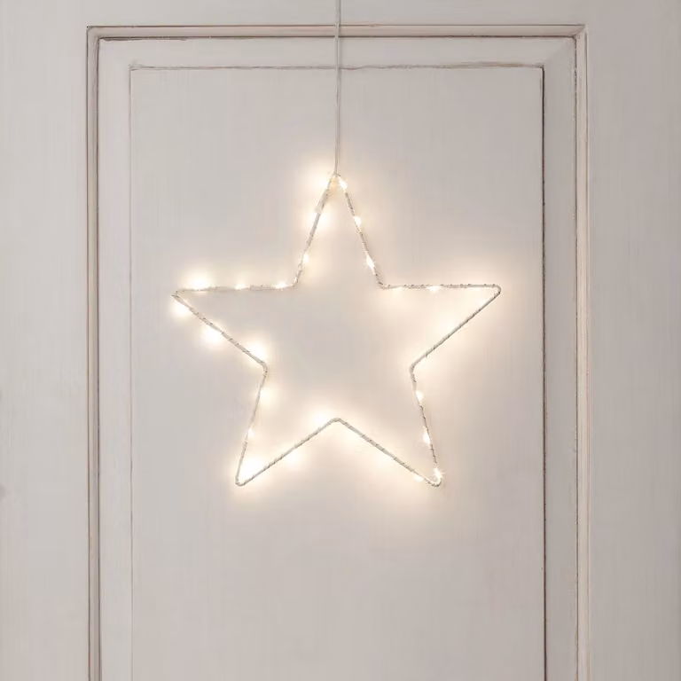 Lights4fun Osby Star White Christmas Window Light, 23 cm