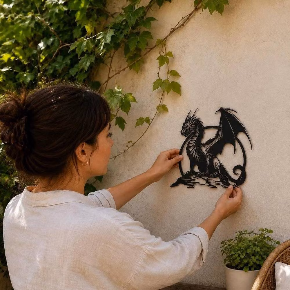 PAWNORA Black Metal Dragon Wall Art Iron Sculpture – 4