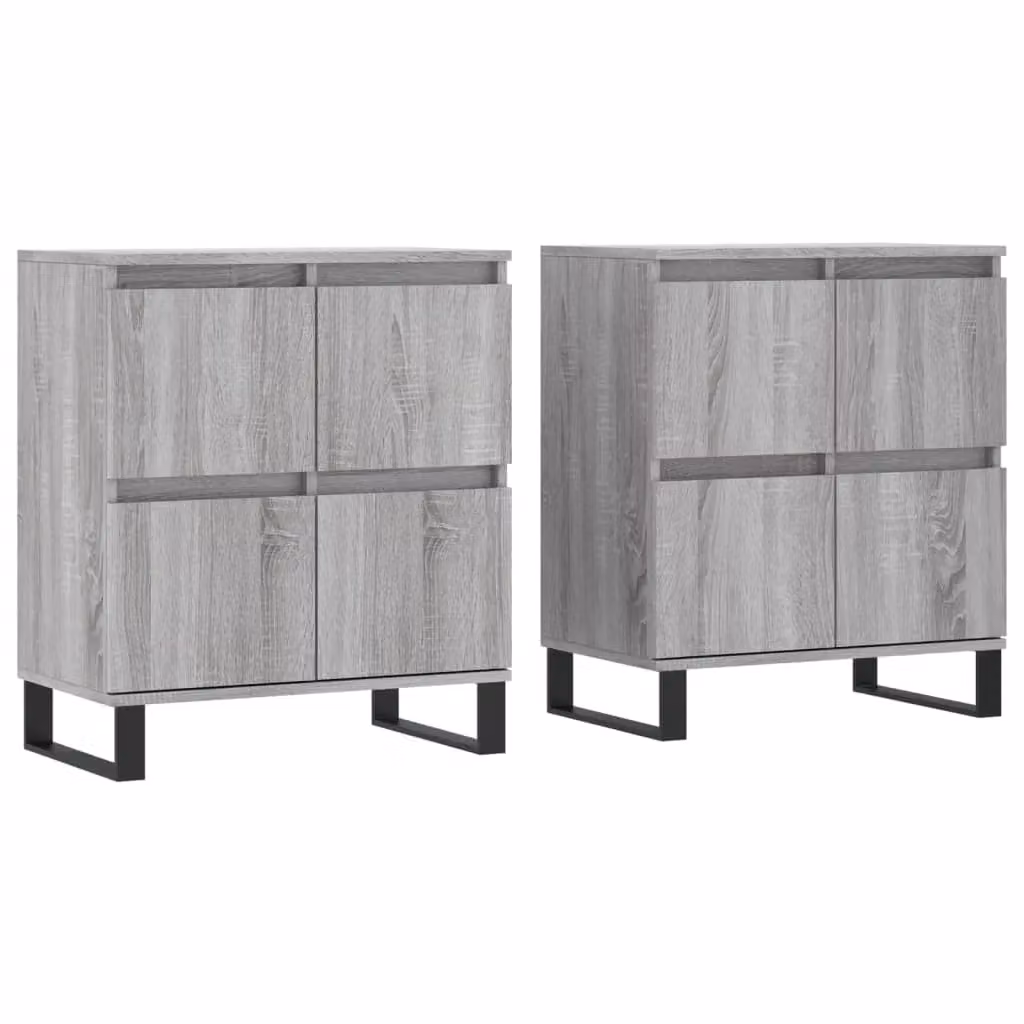 Berkfield Home Set of 2 Grey Sonoma Sideboards in Matt MDF – 2