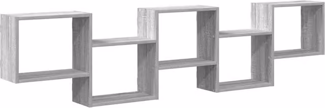 Berkfield Home Wall Mounted Cube Shelf with 5 Compartments in Grey Sonoma Engineered Wood