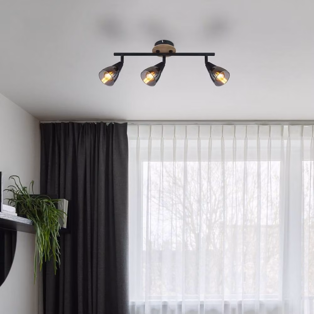 Netlighting Mubby Ceiling Spotlight Bar in Matt Black with Smoke Glass Shades, 3x E14 – 2
