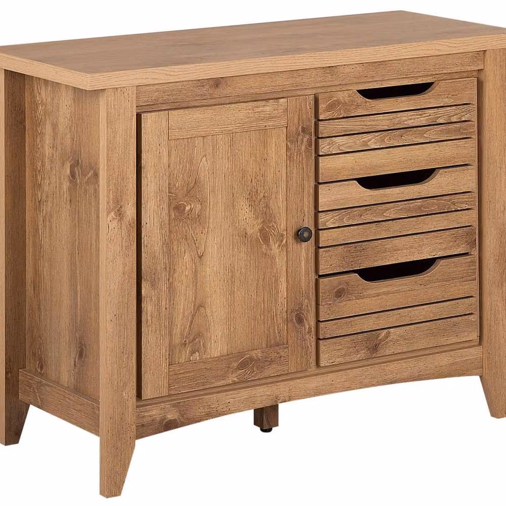 Wyld and Coco Rustic Brown Wood Sideboard with 3 Drawers, W/D/H: 99 x 43 x 80 cm – 2