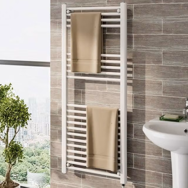 Livingandhome Stainless Steel Electric Towel Radiator Warmer, White, Height: 120 cm
