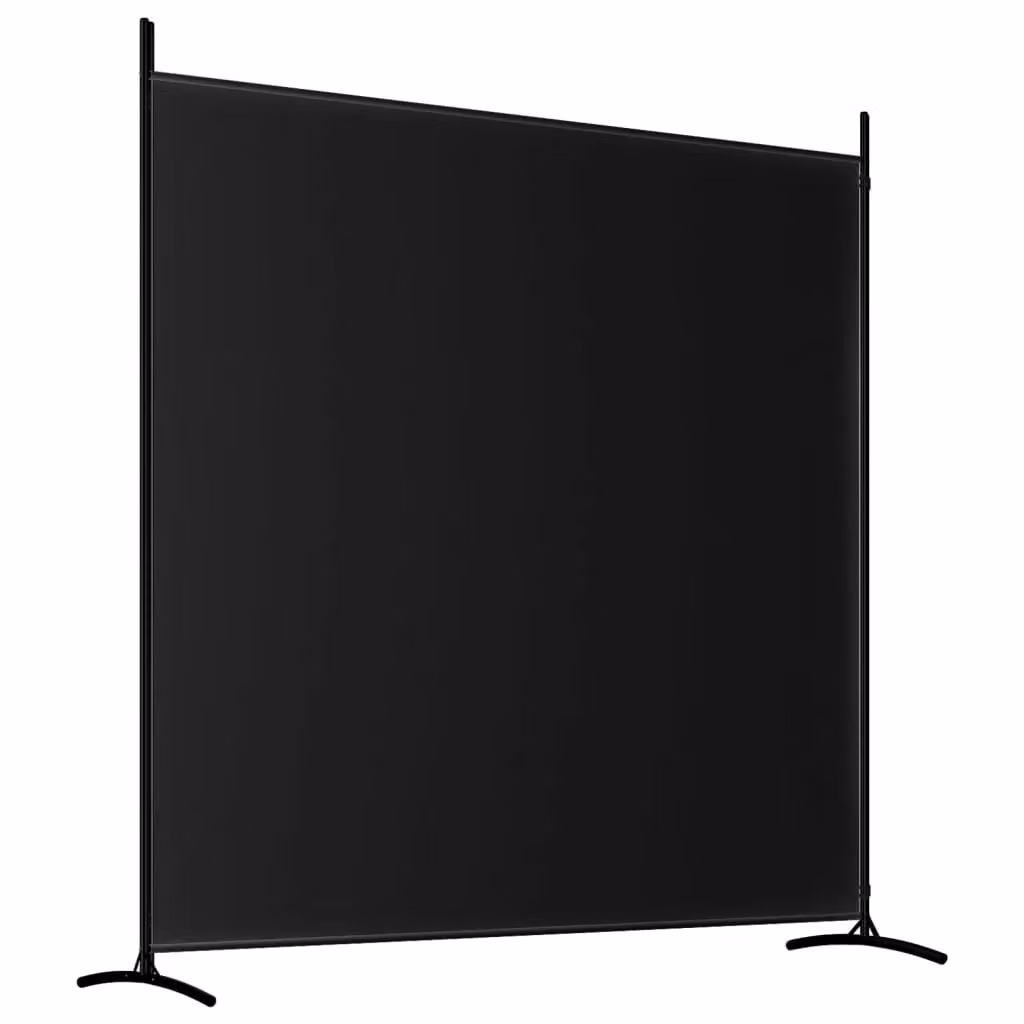 Berkfield Home 2-Panel Fabric Room Divider in Black, H 180 cm x W 348 cm – 3