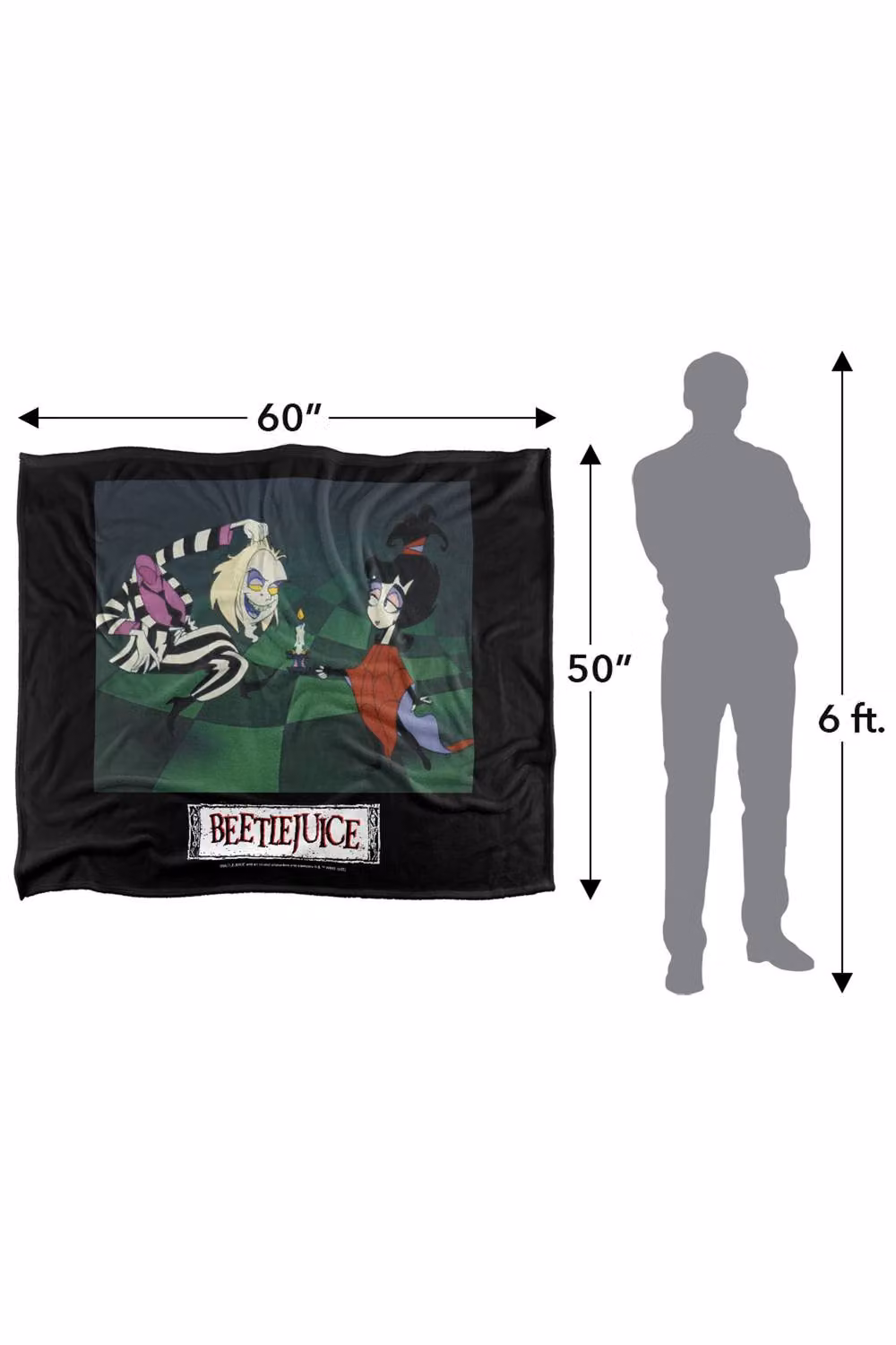 LOGOVISION Beetlejuice and Lydia Main Show Image Super Soft Silky Touch Fleece Throw Blanket, Multicolour, W: 152 cm, D: 127 cm – 8