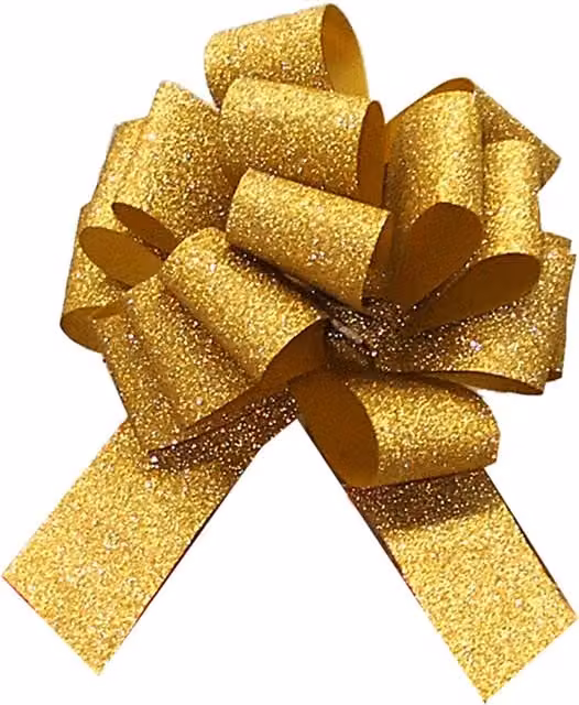 Hampabox Glittery Gold Pull Bows, 50mm, Pack of 10