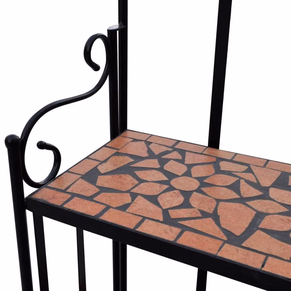 Berkfield Home Black Mosaic Pattern Plant Stand with Ceramic Planter, H 115 x W 30 x D 58 cm – 3