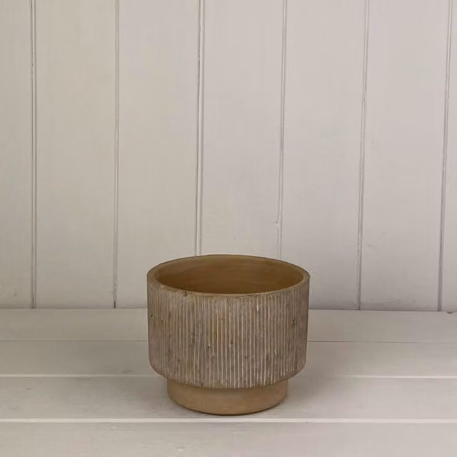 KDMD Rustic Round Brown Pebble Stone Ceramic Tabletop Pot