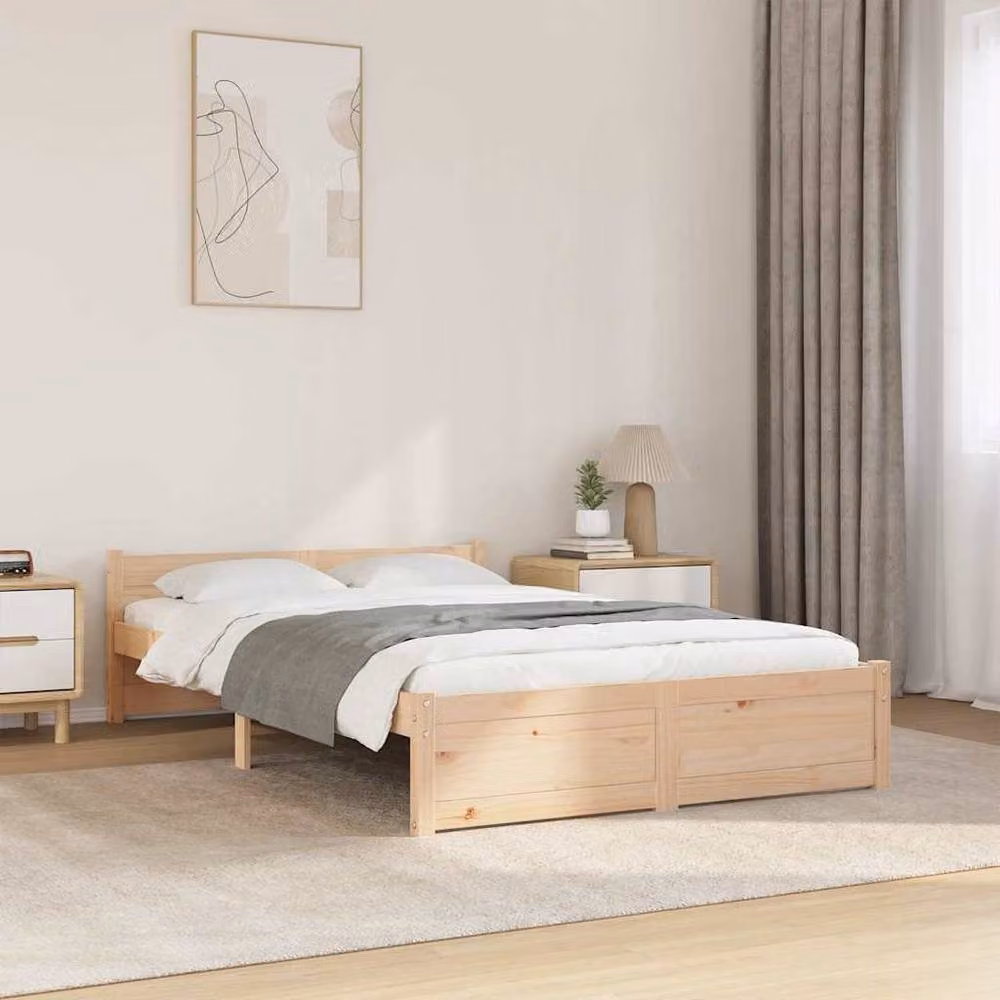 Berkfield Home Solid Wood Pine Bed Frame in Natural, W/D/H: 120 x 200 x 51 cm – 2