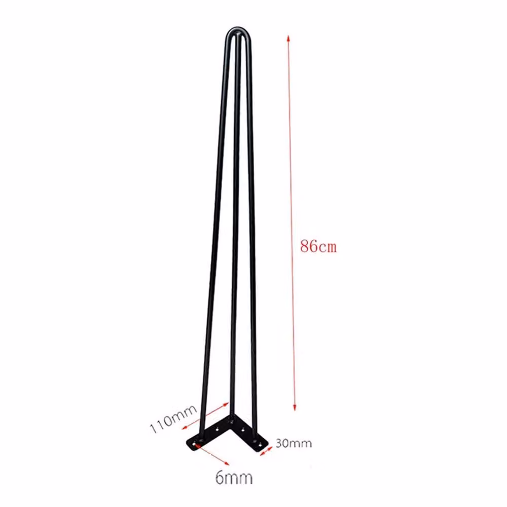 Nordara Set of 4 Matt Black Steel Hairpin Legs, H: 86 cm, W: 52 cm – 2