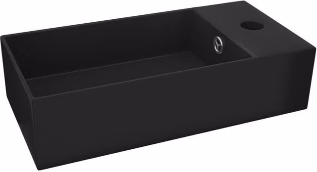 Berkfield Home Rectangular Ceramic Countertop Bathroom Sink with Overflow in Matt Black – 1