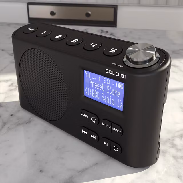 Azatom Solo B1 DAB+ Portable Radio with Bluetooth and Rechargeable Battery, Black