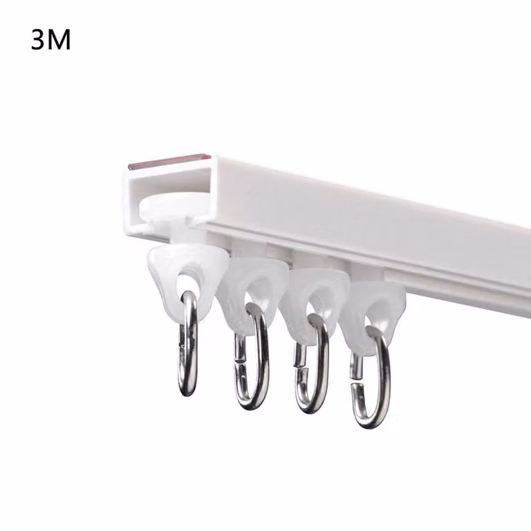 FLAVORA 3M Curved Bay Window Curtain Slide Track Set in White