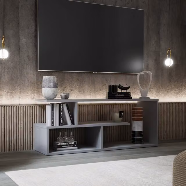 Shefa Line Eden 100 TV Shelving Unit in Grey Matt MDF