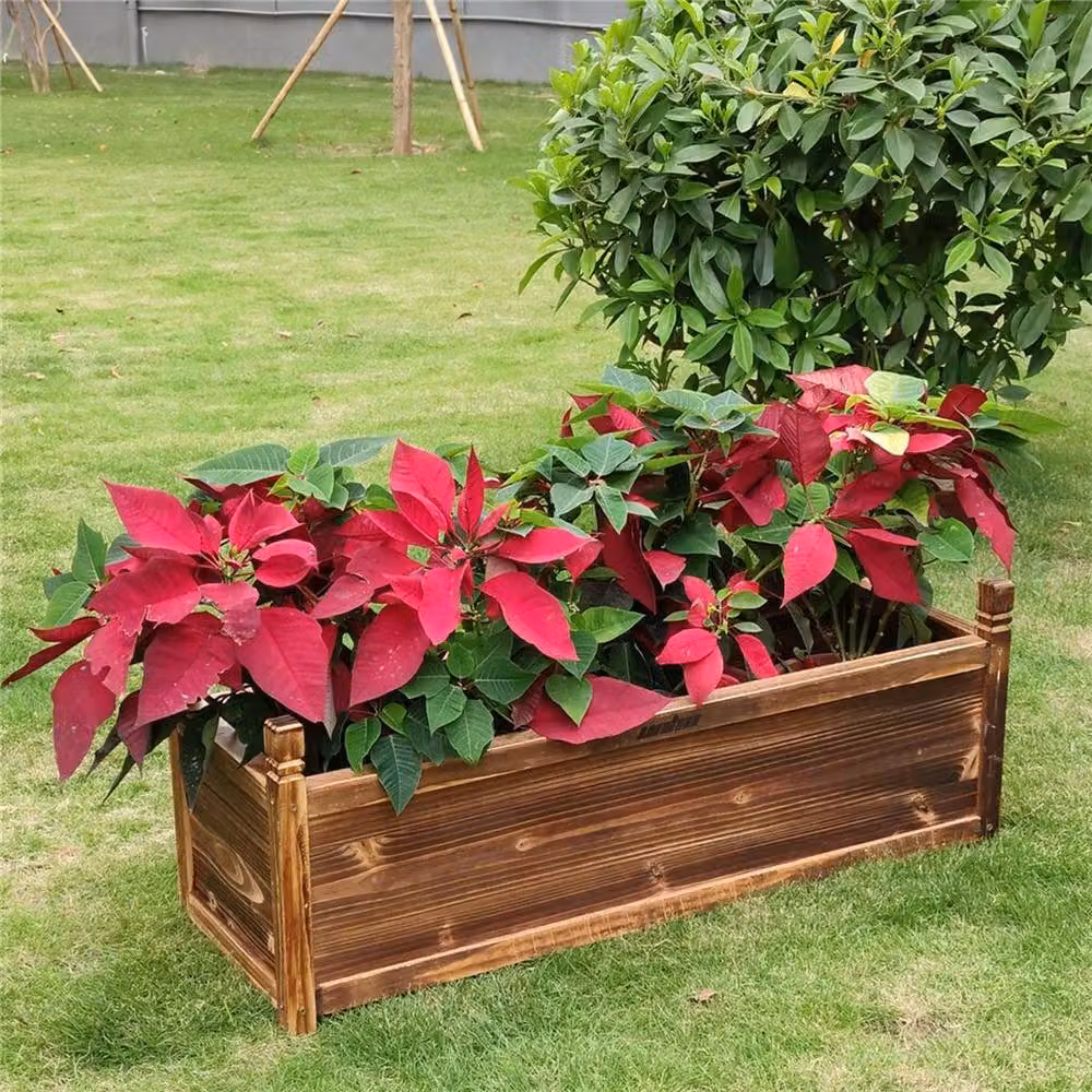 FLAVORA Medium Wooden Raised Plant Display Bed in Brown, W/D/H: 60 x 30 x 33 cm – 5