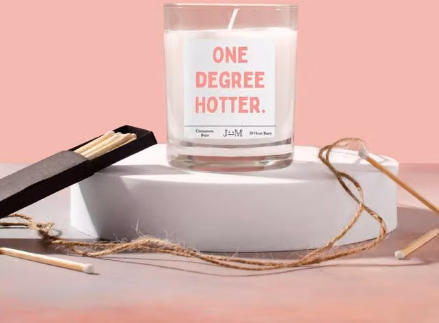 JAAM One Degree Hotter Graduation Candle in Fluffy Towels Scent, Clear Glass