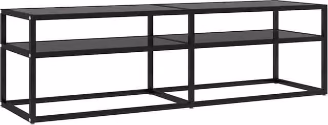 Berkfield Home Black TV Cabinet with Tempered Glass and Metal, W/D/H: 140 x 40 x 40.5 cm