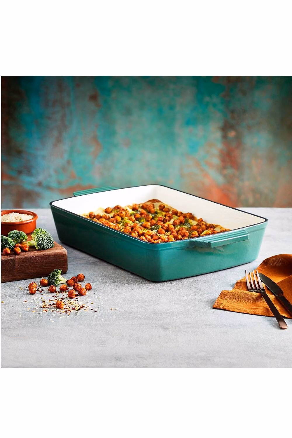 Tower Cast Iron Rectangular Roaster with Enamel Interior, 39 cm, Green – 8