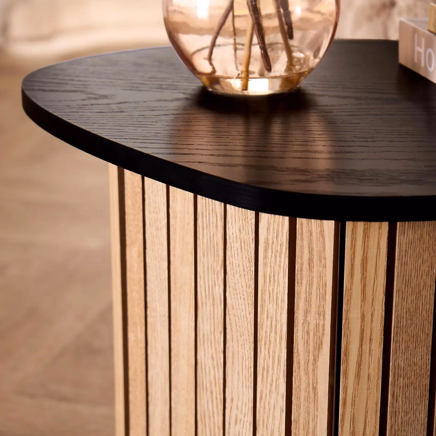 OHS Madison Ribbed Round Side Table in Black – 2