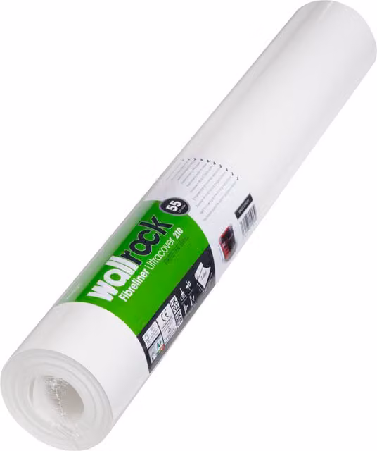 Wallrock Fibreliner Ultra 210 Paintable Wall Lining Paper, White, 55m Roll