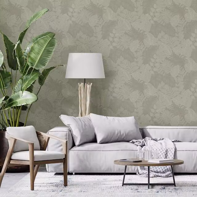 Superfresco Easy Scattered Leaves Floral Botanical Wallpaper in Sage Green