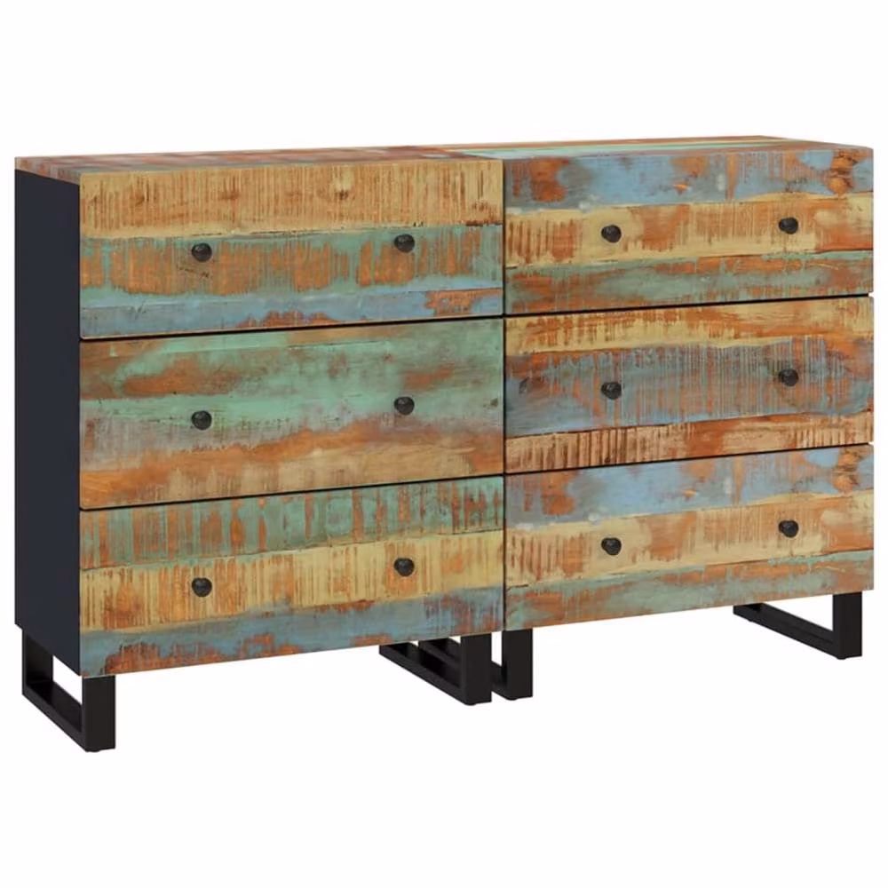 Berkfield Home Set of 2 Reclaimed Solid Wood Sideboards in Brown, W/D/H: 60 x 33 x 75 cm – 2