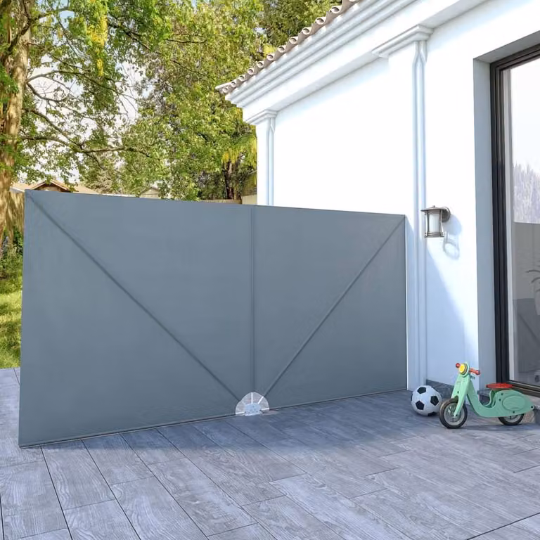 Berkfield Home Collapsible Terrace Side Awning in Grey, W/D/H: 400 x 200 x 200 cm