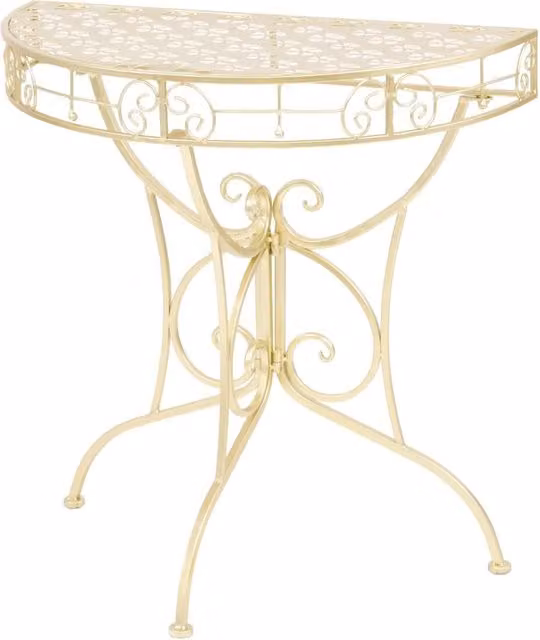 Berkfield Home Vintage Style Half Round Metal Side Table, Gold, W/D/H: 72 x 36 x 74 cm