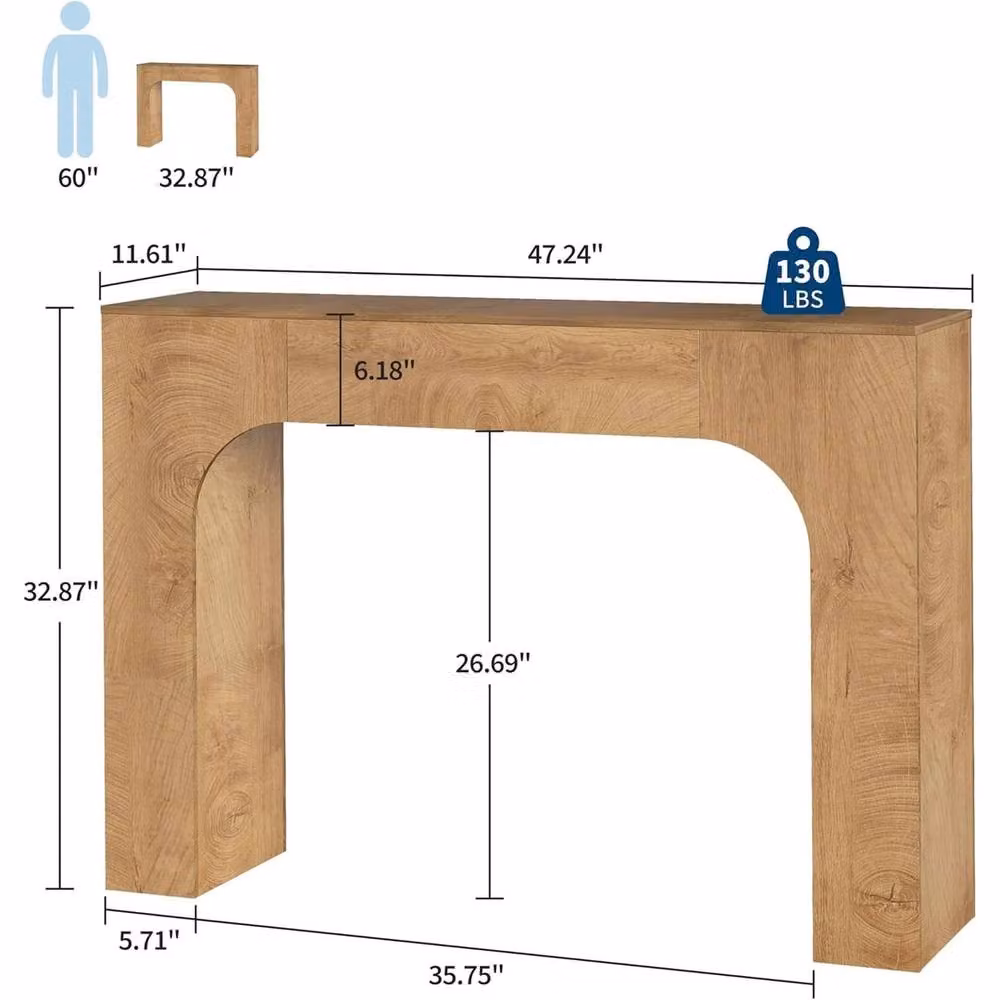 VOGREX Modern Brown Wood Narrow Console Table – 2