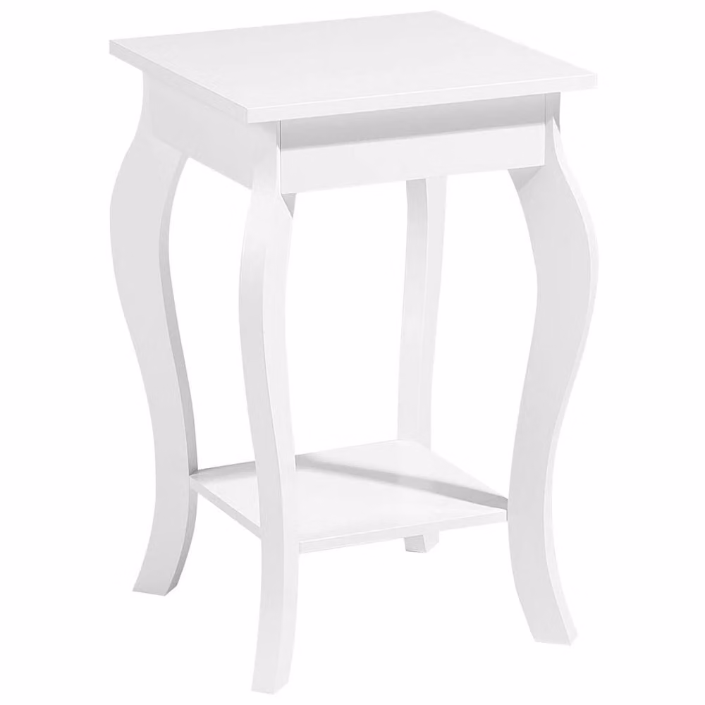 Wyld and Coco White Side Table with Storage Shelf and Cabriole Legs, W: 42 cm, D: 42 cm, H: 42 cm – 2
