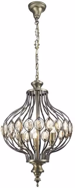 Marisa 3 Light Ceiling Pendant with Amber Crystal and Antique Brass Finish