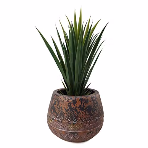 Leaf Large Composite Planter in Dark Brown and Black with Floral Design – 3