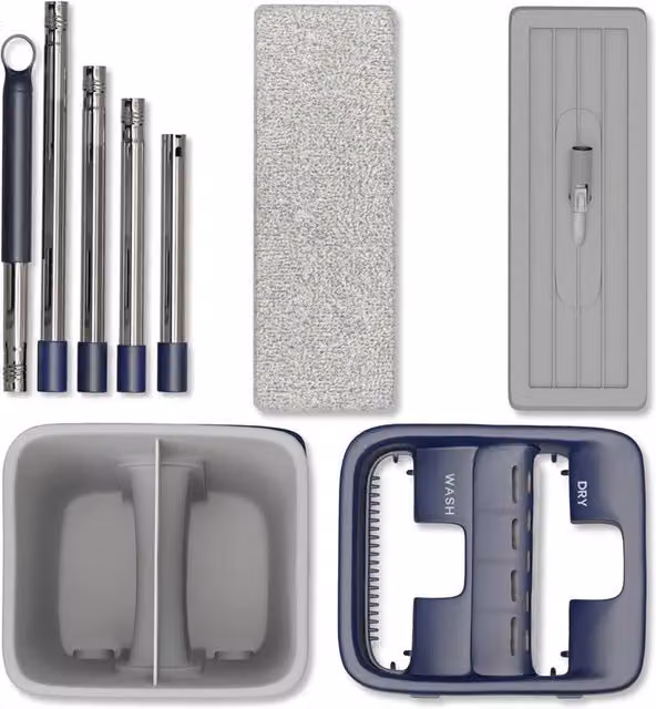 Nordara Grey 360 Degree Flat Mop and Bucket Set with Wringer and 10 Microfibre Pads – 1