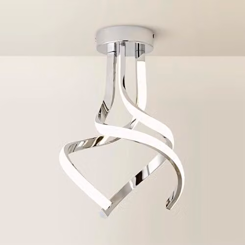ValueLights Chrome Single Twist Integrated LED Ceiling Light Fitting, Silver