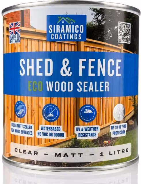 Siramico Coatings Shed and Fence Clear Wood Sealer and Protector with ECO Resin Technology, 5 Litres – 1