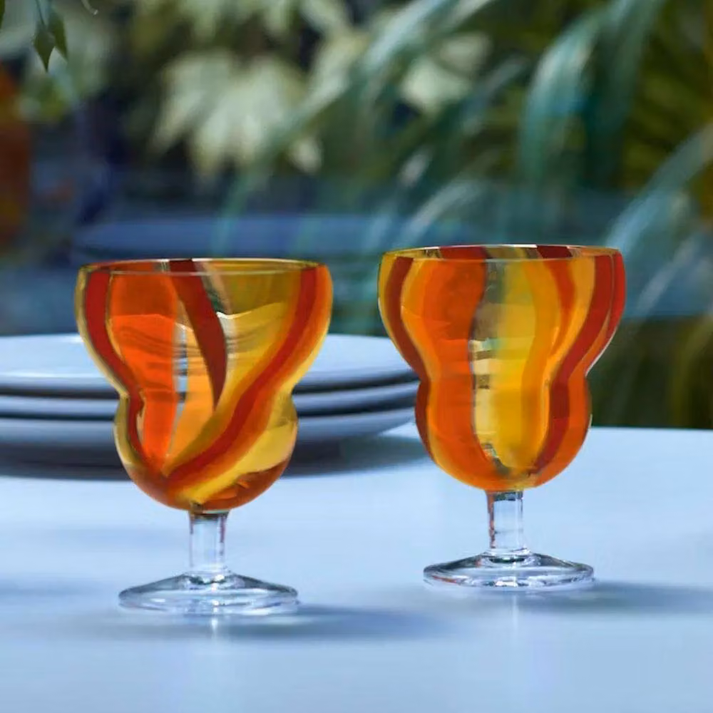 LSA Folk Striped Wine Glass Set of 2, Multicolour, 230ml – 3