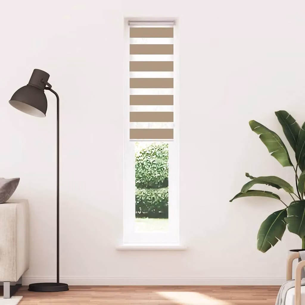 Berkfield Home Zebra Blind in Sand Brown, W: 45 cm, H: 230 cm, Polyester Fabric – 2