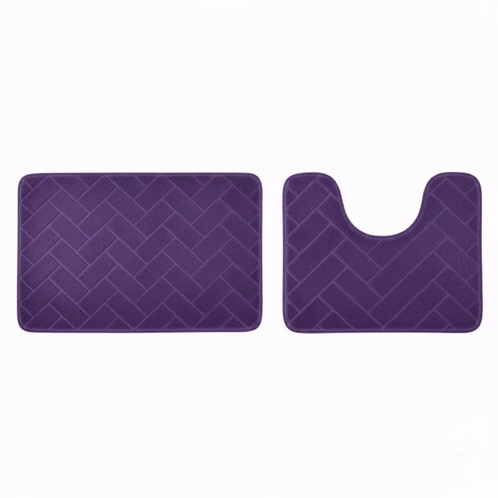 Snug City City Block Design Memory Foam Bath Mat Set in Purple, W/D: 80 x 50 cm – 2