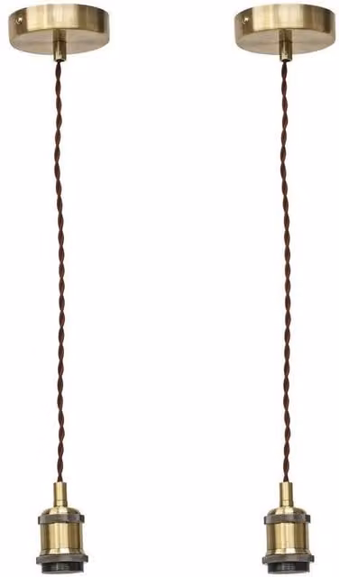 First Choice Lighting Set of 2 Retro Ceiling Pendant Flex Kits in Antique Brass and Bronze